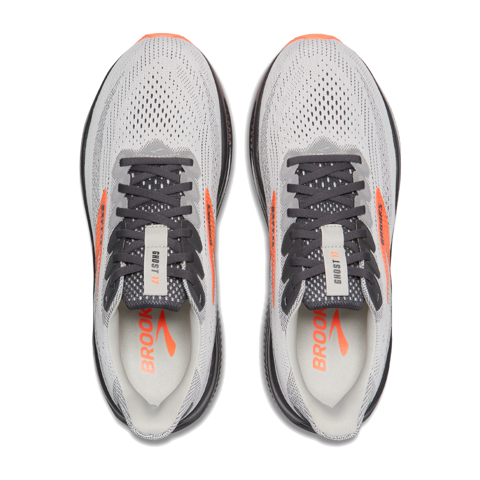 Brooks Men's Ghost 17 2E Width Oyster Mushroom/Orange/Ebony