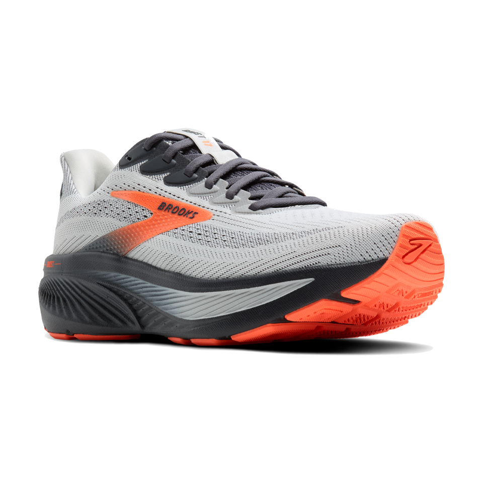 Brooks Men's Ghost 17 D Width Oyster Mushroom/Orange/Ebony