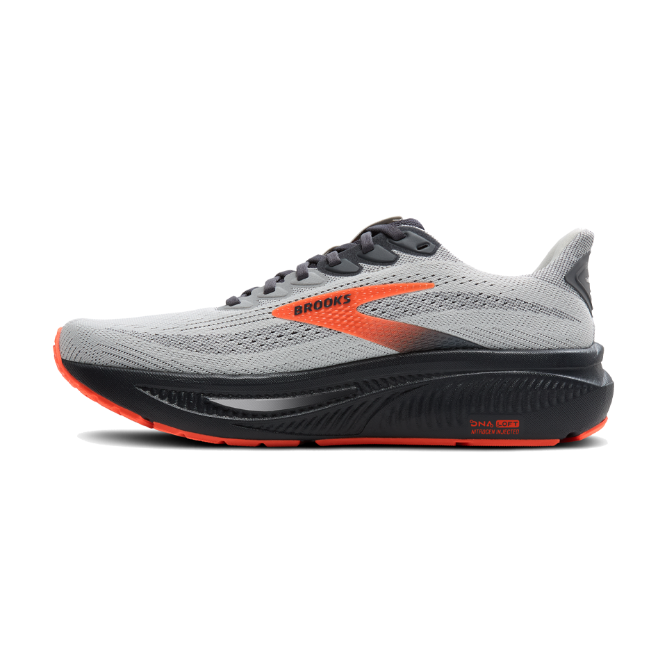 Brooks Men's Ghost 17 D Width Oyster Mushroom/Orange/Ebony