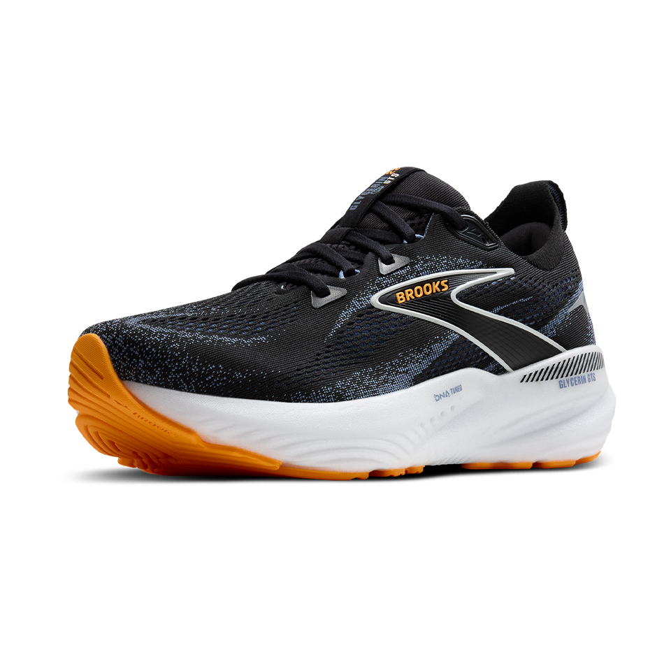 Brooks Men's Glycerin GTS 22 D Width Black/Country Blue/Orange Pop