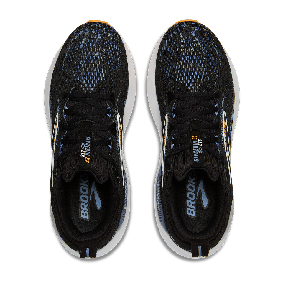 Brooks Men's Glycerin GTS 22 2E Width Black/Country Blue/Orange Pop