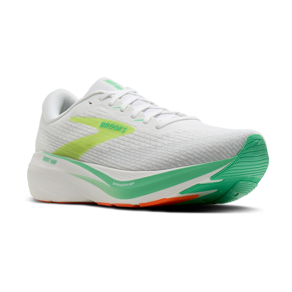 Brooks Men's Ghost Amp White/Paradise Green/Nightlife