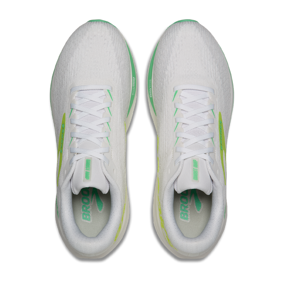 Brooks Men's Ghost Amp White/Paradise Green/Nightlife