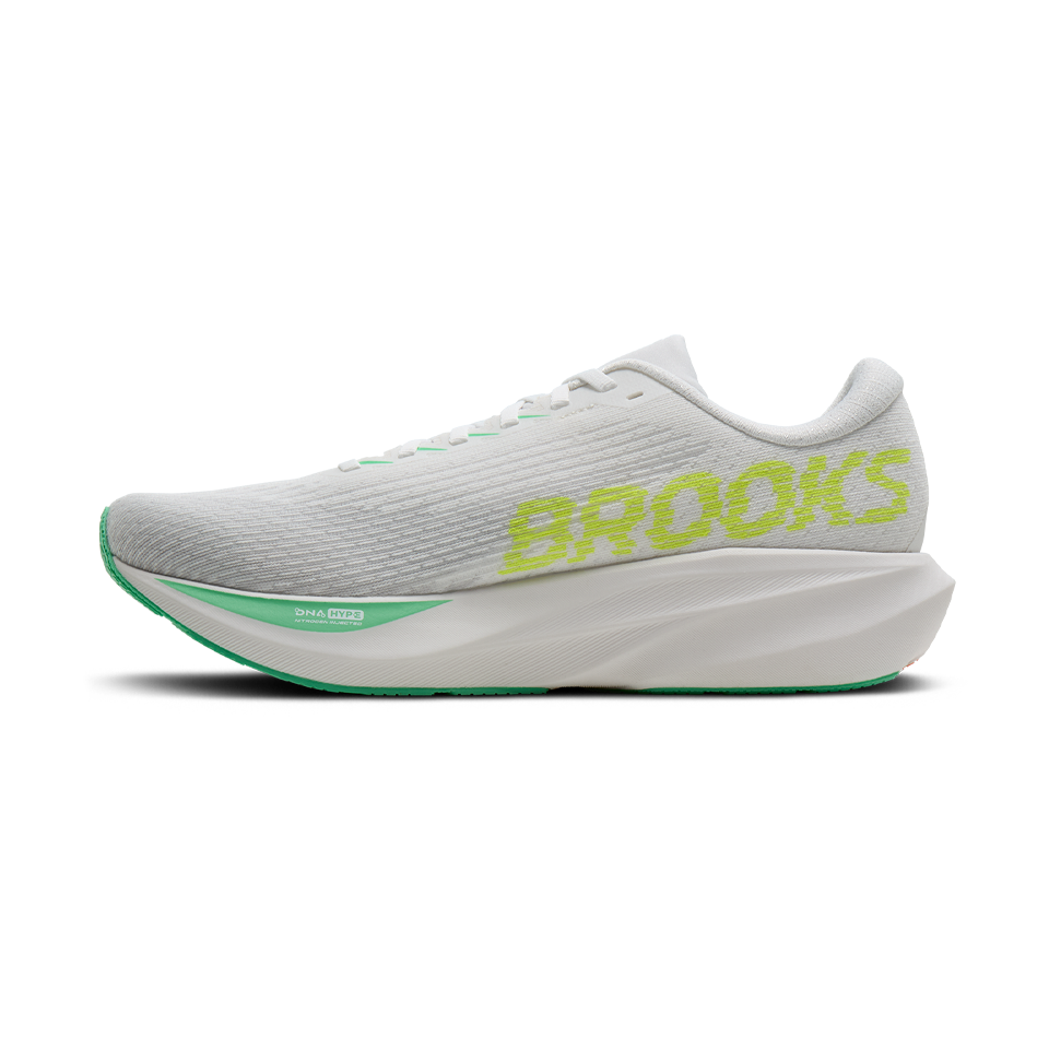 Brooks Men's Ghost Amp White/Paradise Green/Nightlife