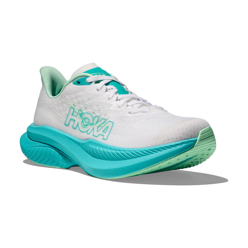 HOKA Women's Mach 6 White/Cielo Blue
