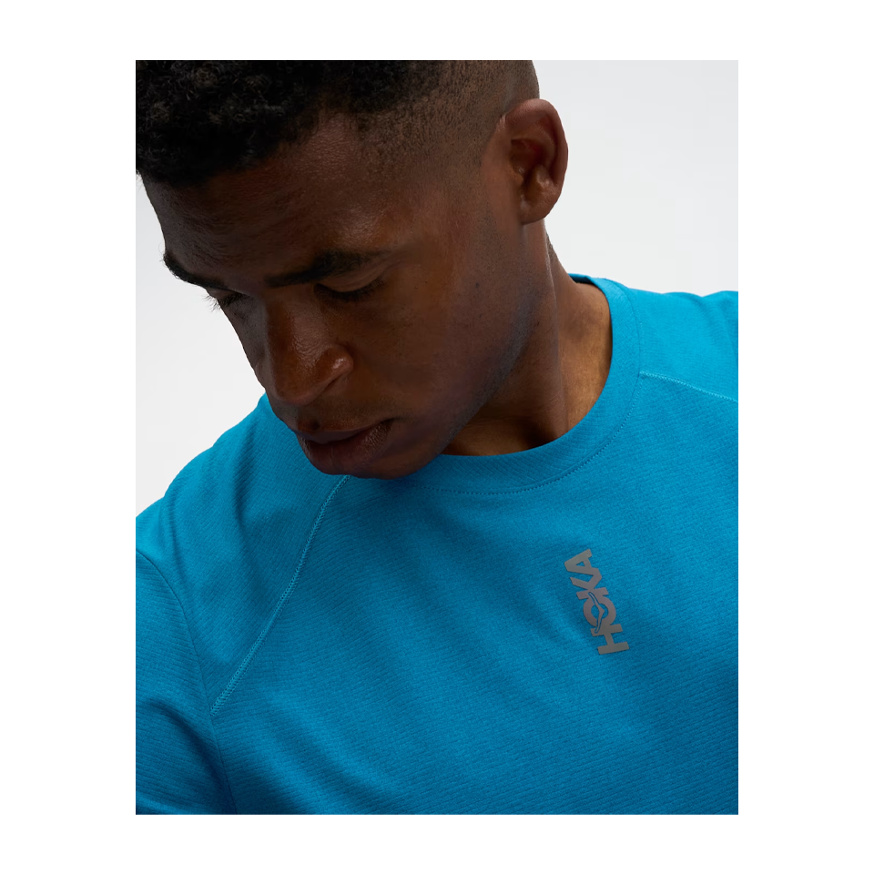 HOKA Men's EveryRun Short Sleeve Night Glow Blue