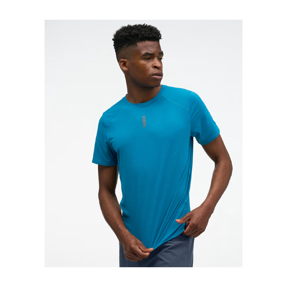 HOKA Men's EveryRun Short Sleeve Night Glow Blue