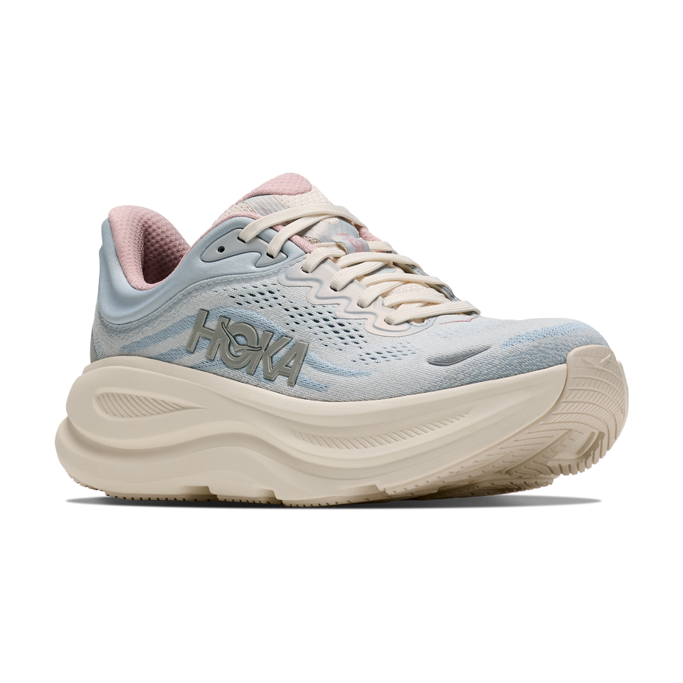HOKA Women's Bondi 9 GLM Alabaster/Mineral Blue