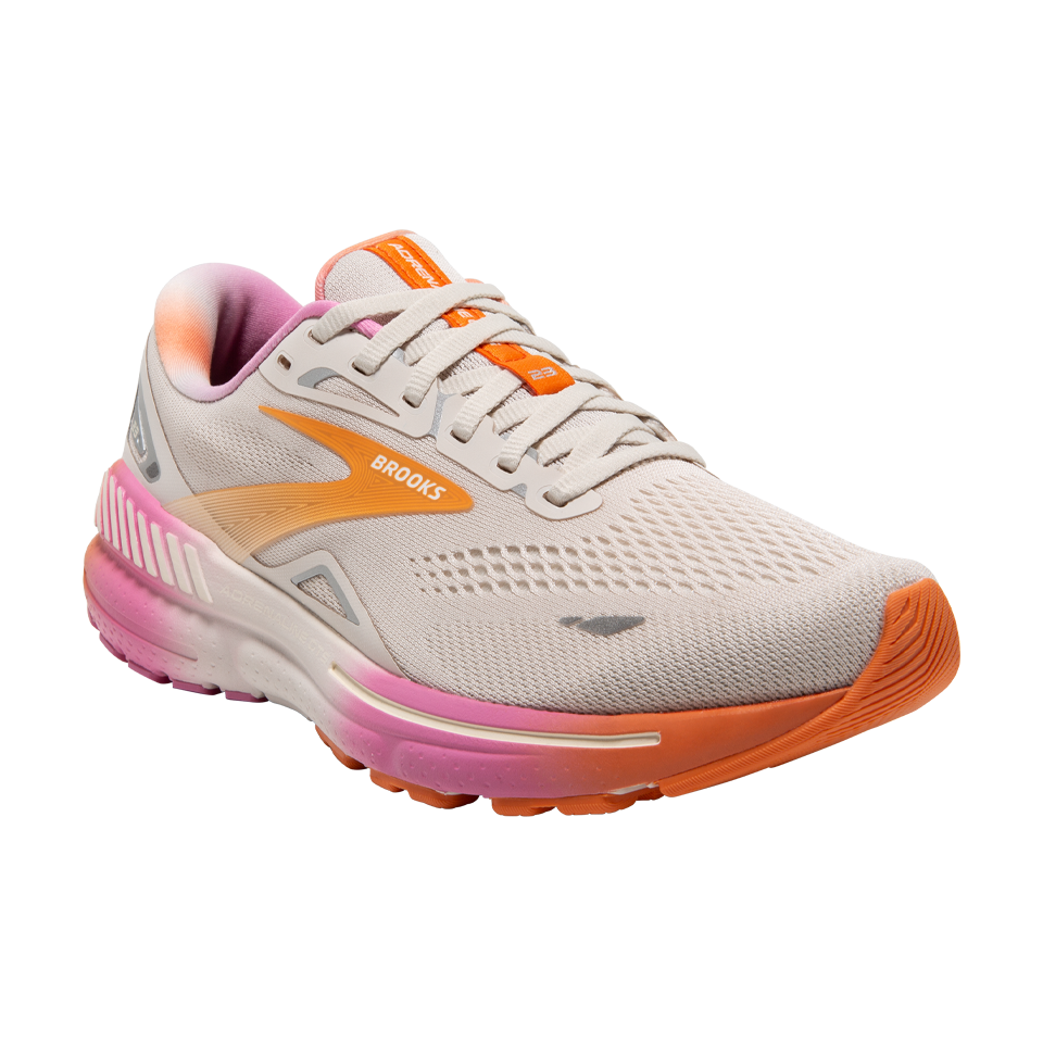 Brooks Women's Adrenaline GTS 23 B Width Sand/Sunset/Fuchsia