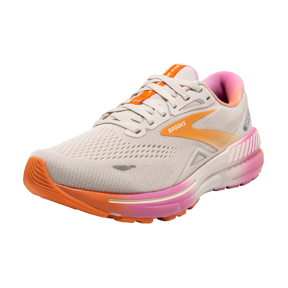 Brooks Women's Adrenaline GTS 23 B Width Sand/Sunset/Fuchsia