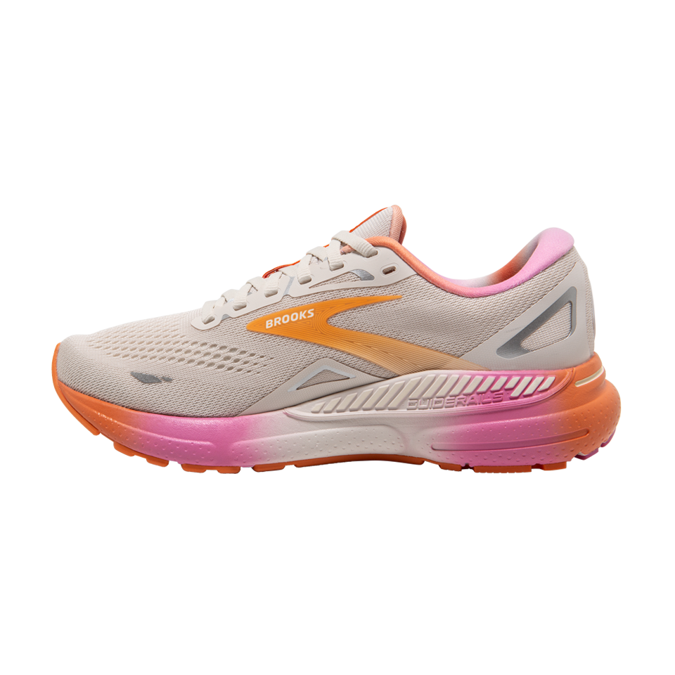 Brooks Women's Adrenaline GTS 23 B Width Sand/Sunset/Fuchsia