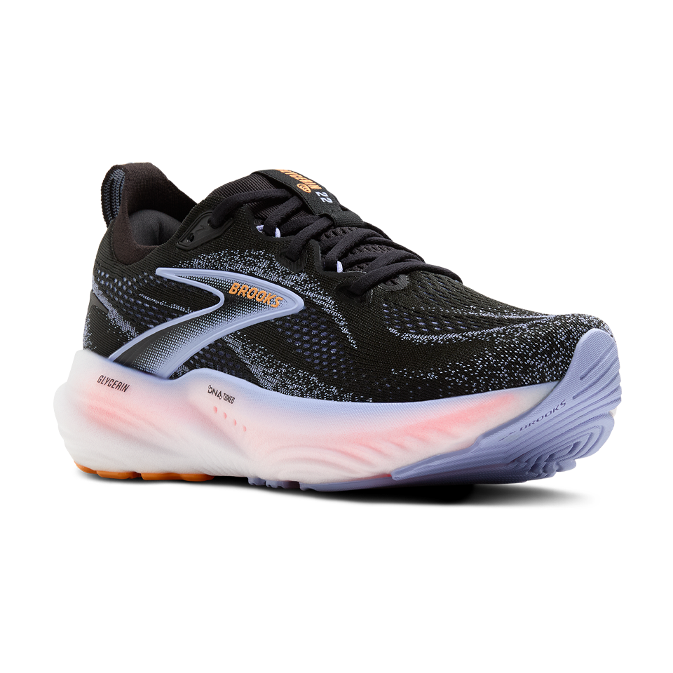 Brooks Women's Glycerin 22 B Width Black/Blue Heron/Orange