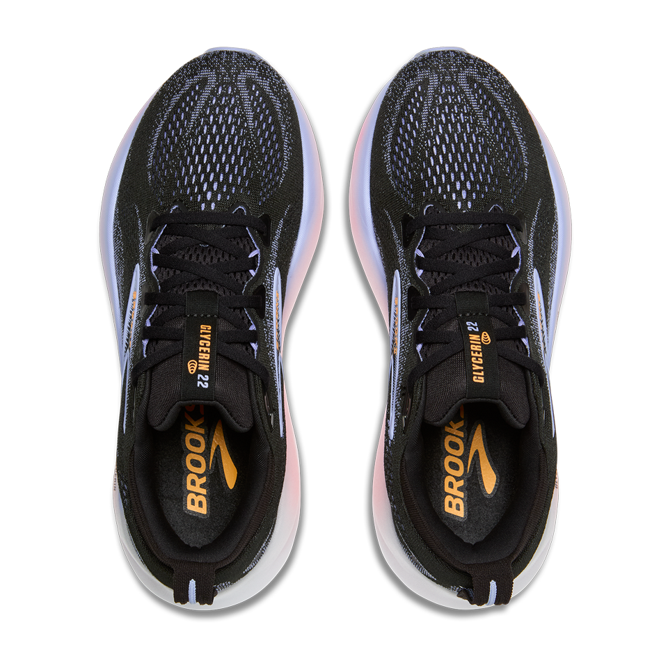 Brooks Women's Glycerin 22 B Width Black/Blue Heron/Orange