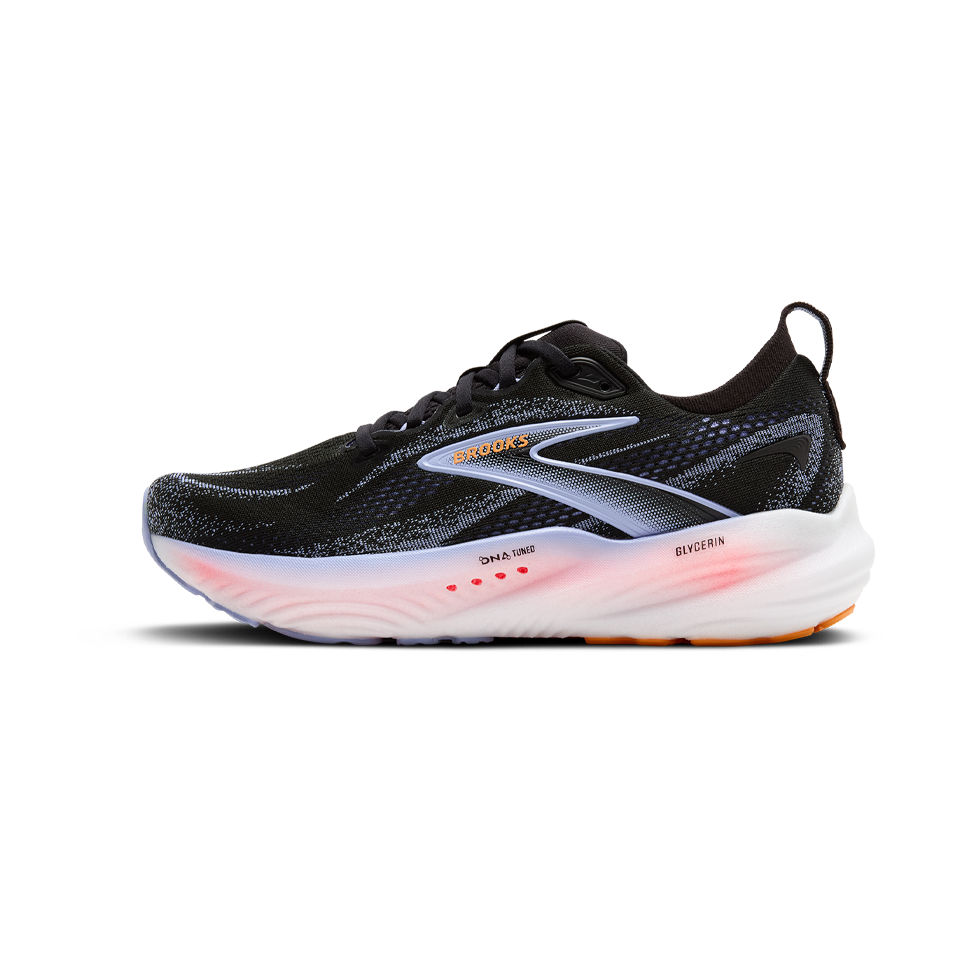 Brooks Women's Glycerin 22 B Width Black/Blue Heron/Orange