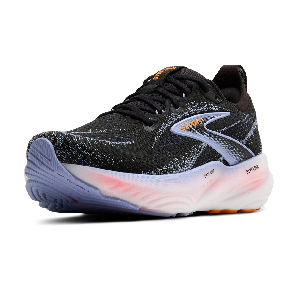 Brooks Women's Glycerin 22 B Width Black/Blue Heron/Orange