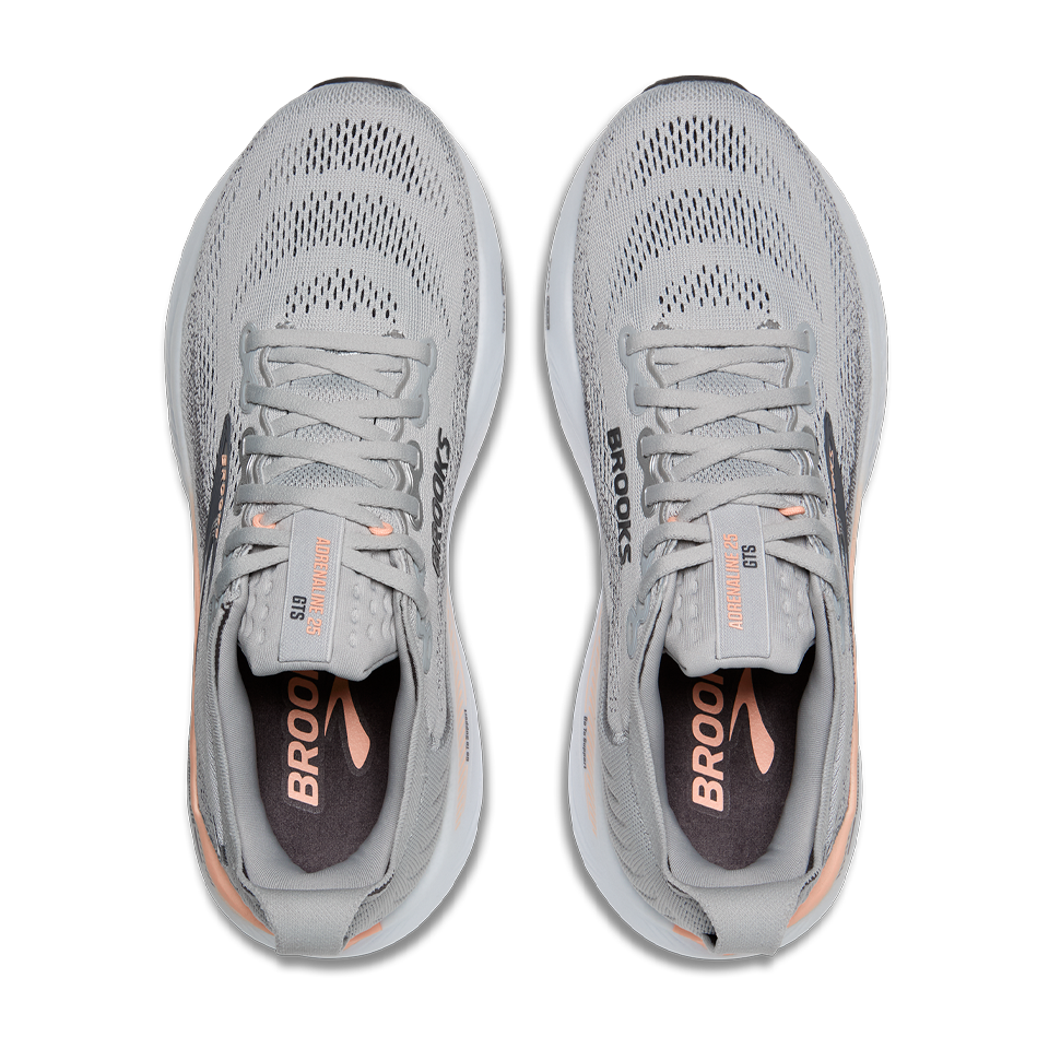 Brooks Women's Adrenaline GTS 25 D Width Grey/Blackened Pearl/Coral