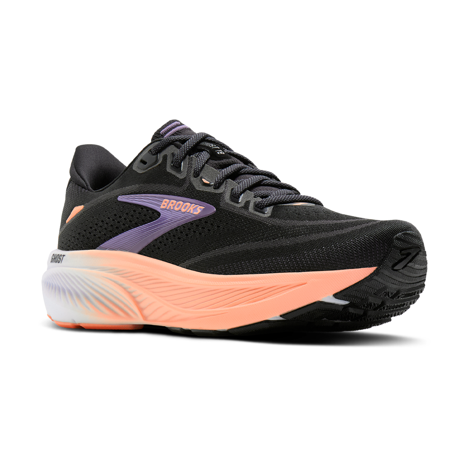 Brooks Women's Ghost 18 B Width Black/Mulled Grape/Peach