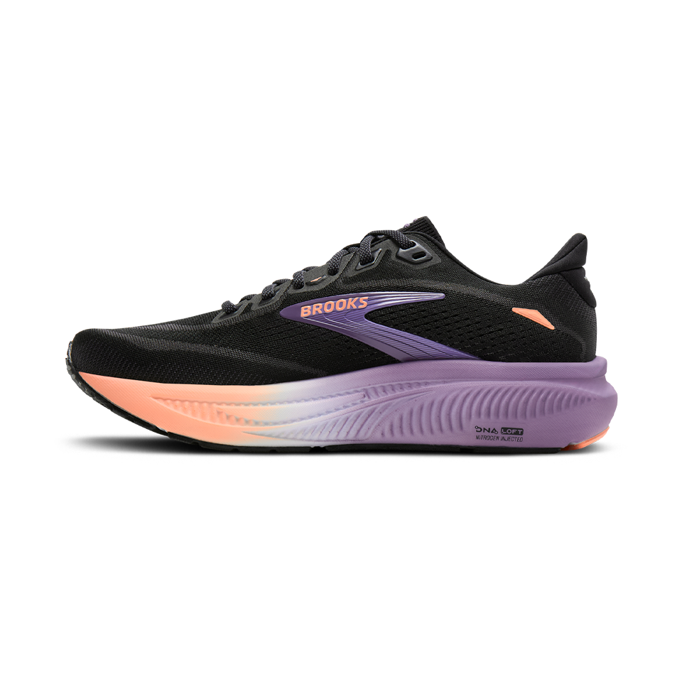 Brooks Women's Ghost 18 B Width Black/Mulled Grape/Peach