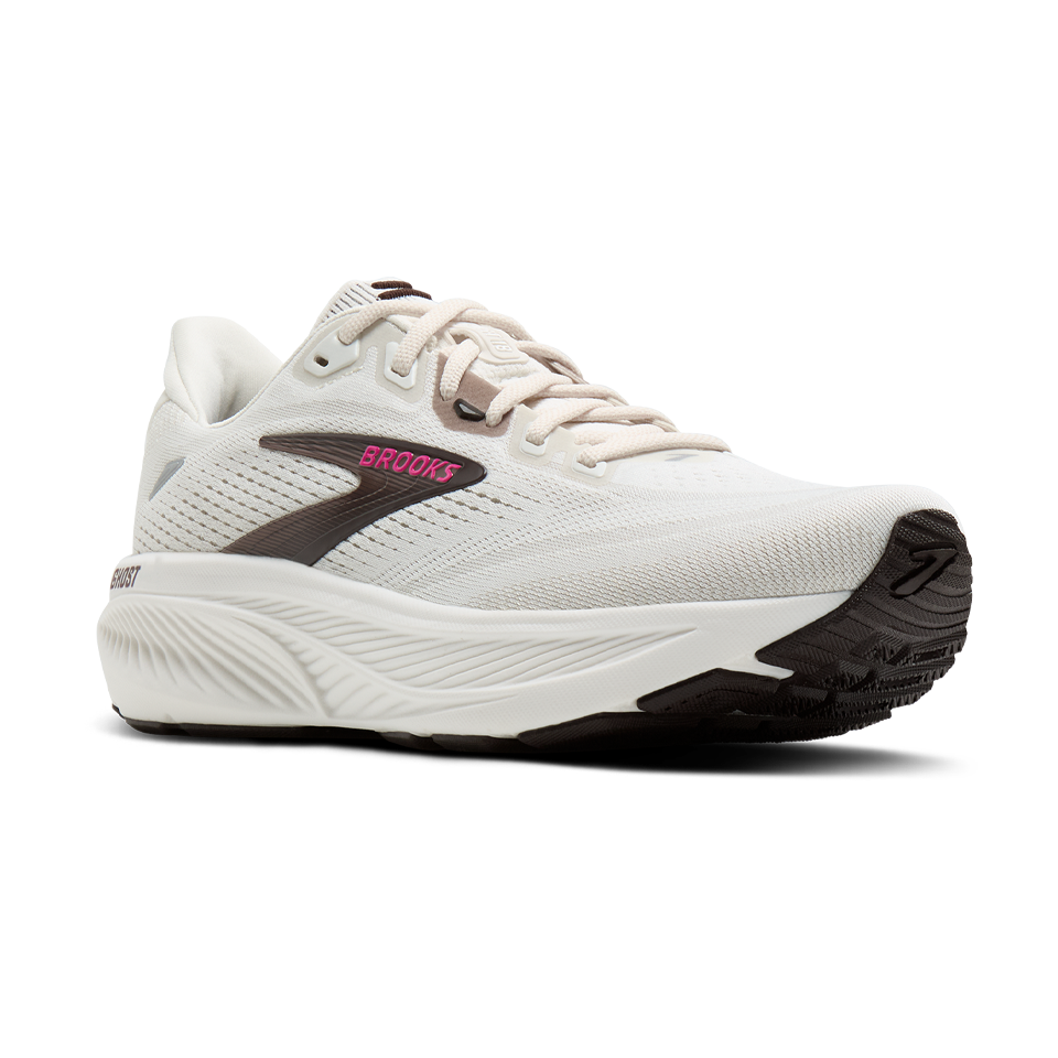 Brooks Women's Ghost 18 B Width Coconut/Coffee/Fuchsia