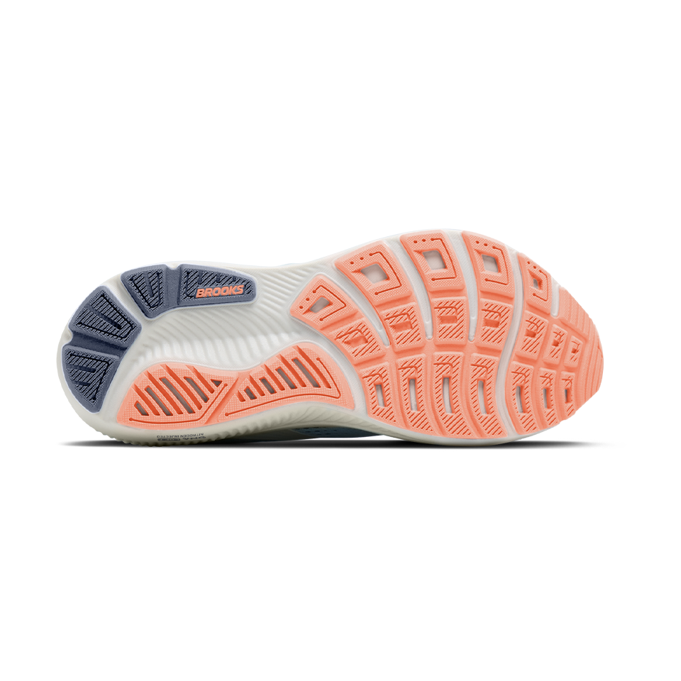 Brooks Women's Ghost 18 D Width Star White/Cyber Peach/Grey