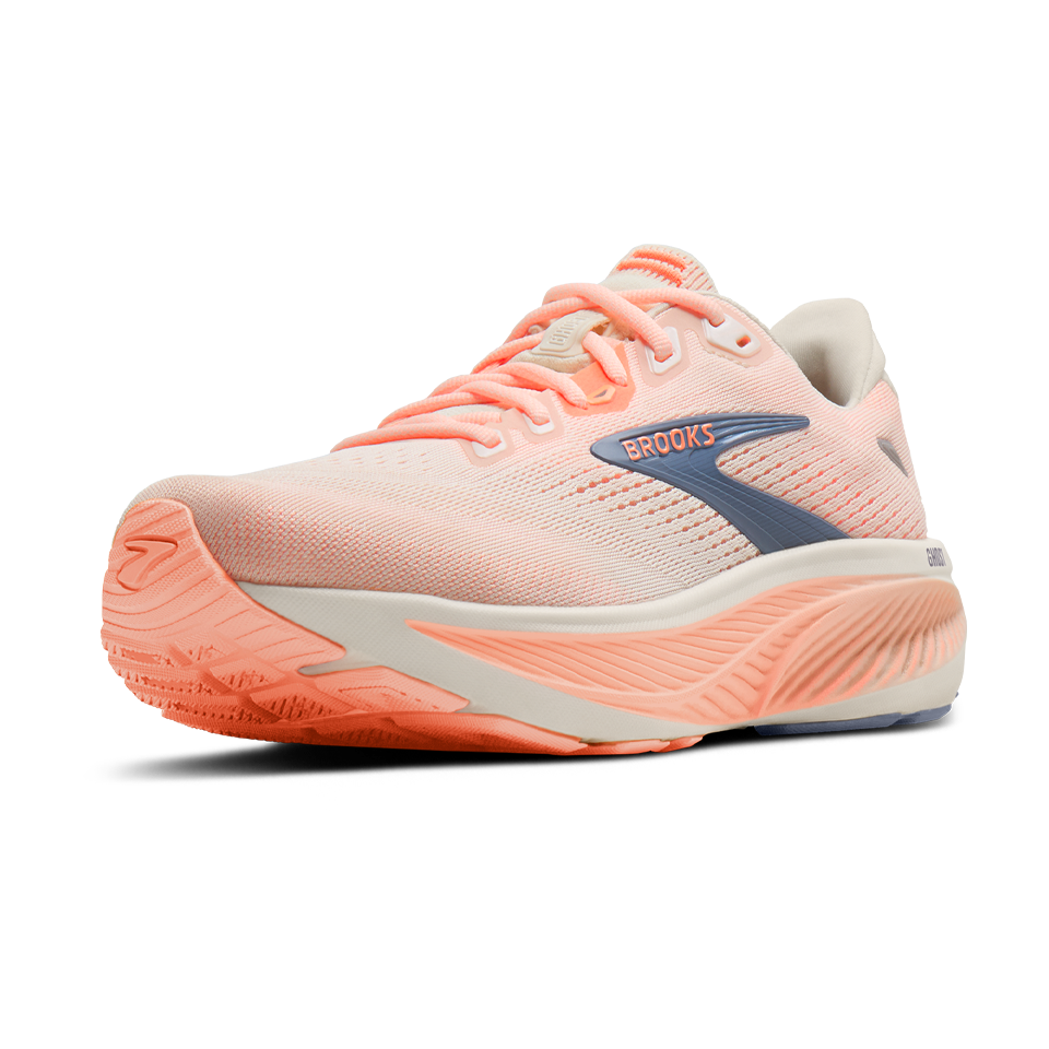 Brooks Women's Ghost 18 B Width Star White/Cyber Peach/Grey
