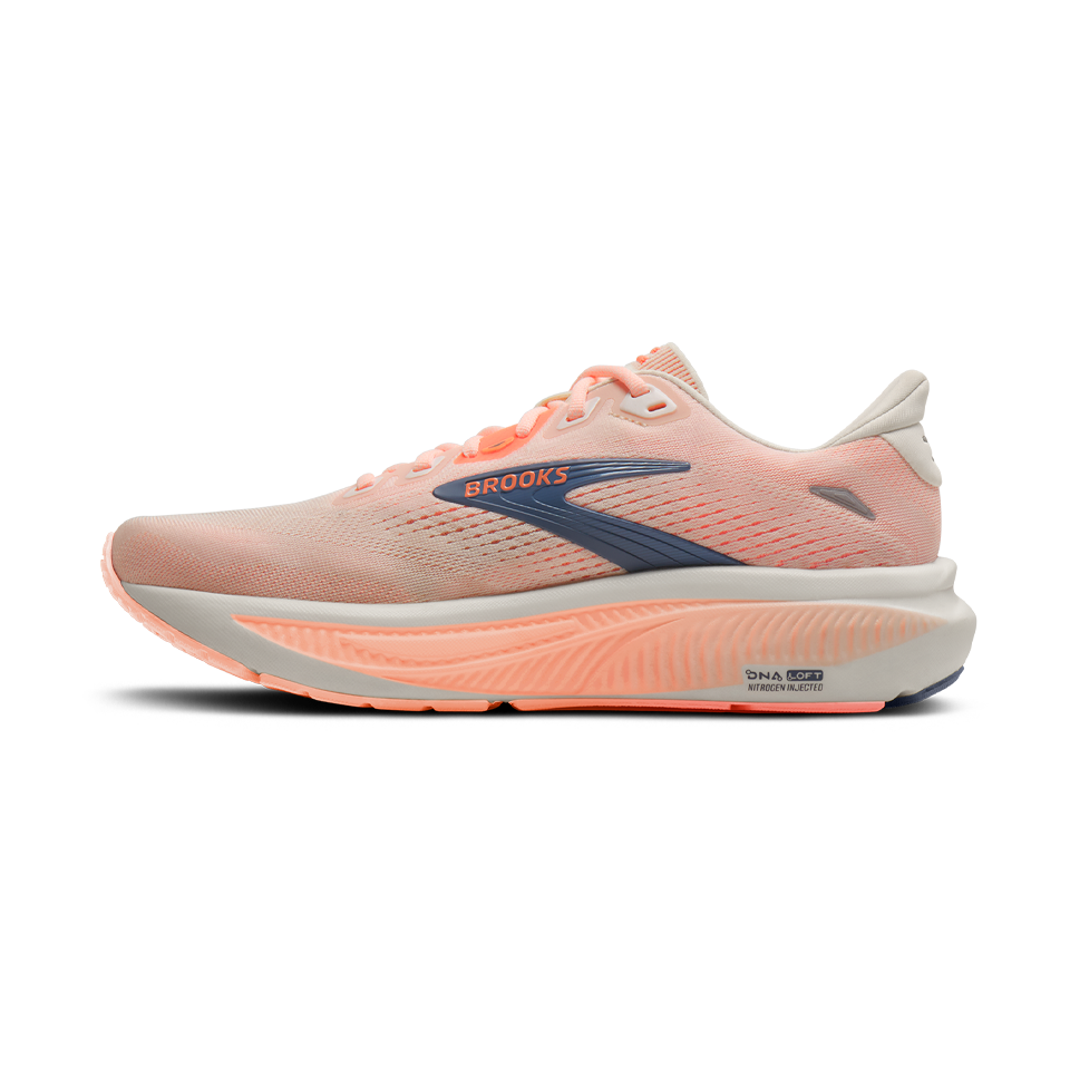 Brooks Women's Ghost 18 B Width Star White/Cyber Peach/Grey
