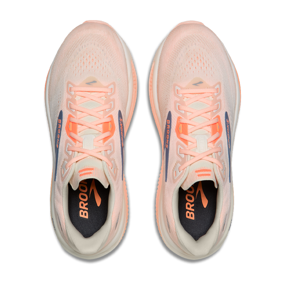 Brooks Women's Ghost 18 D Width Star White/Cyber Peach/Grey