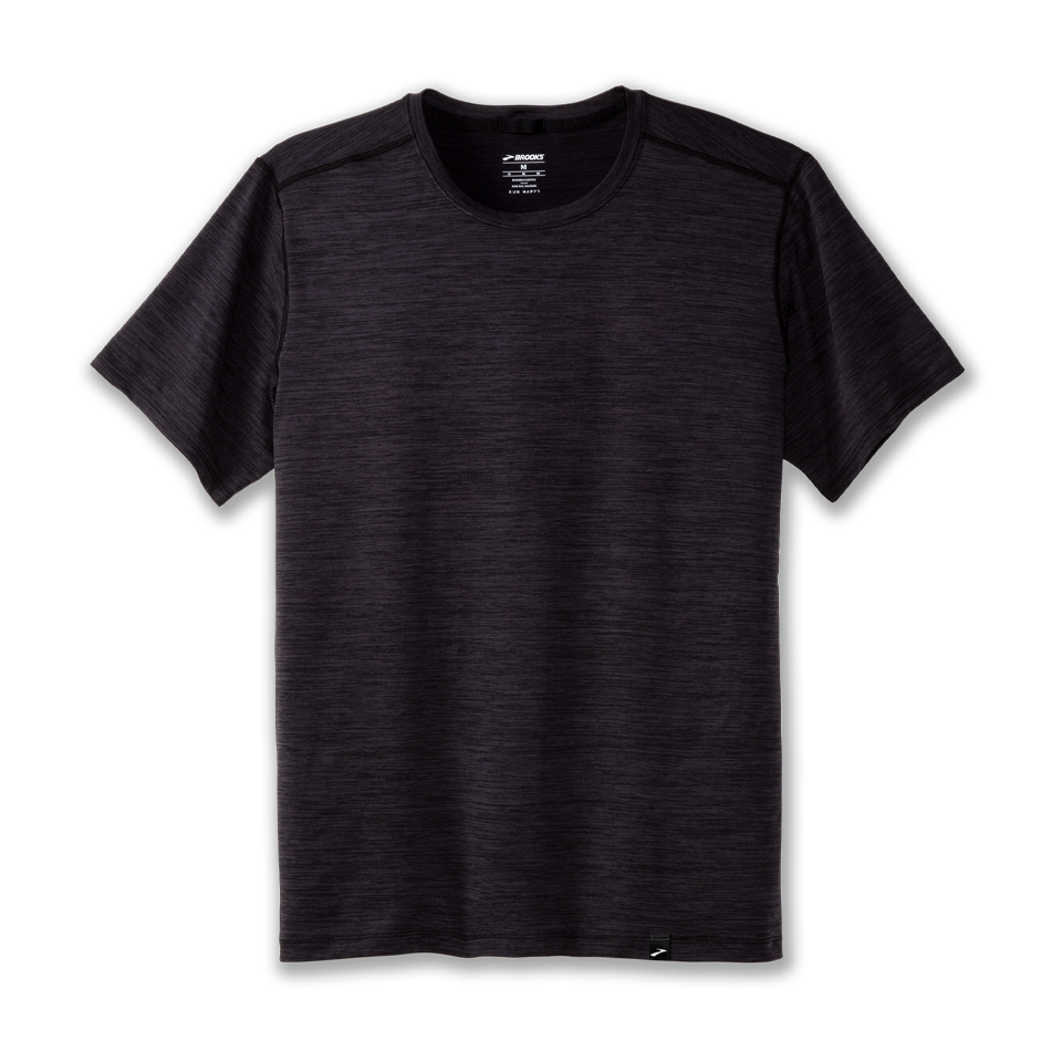 Brooks Men's Luxe Short Sleeve Heather Deep Black