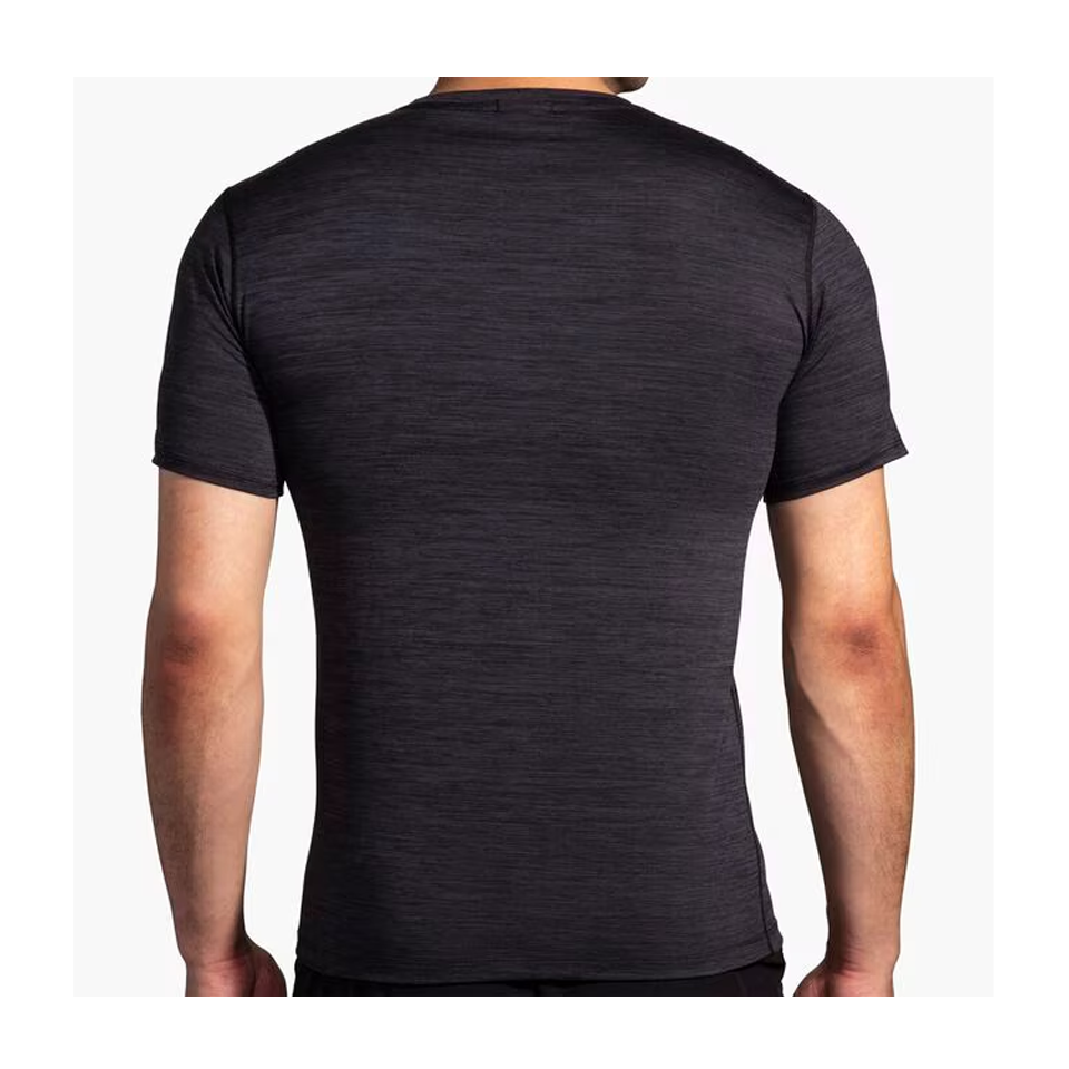 Brooks Men's Luxe Short Sleeve Heather Deep Black
