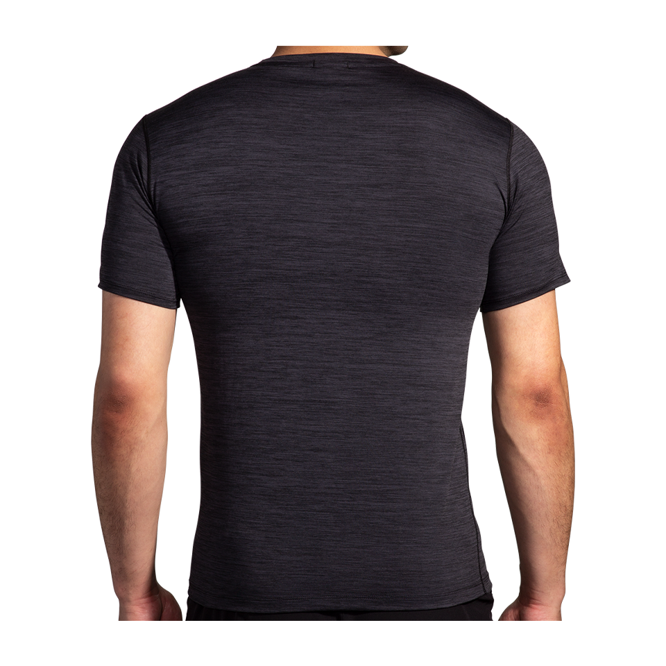 Brooks Men's Luxe Short Sleeve Heather Deep Black