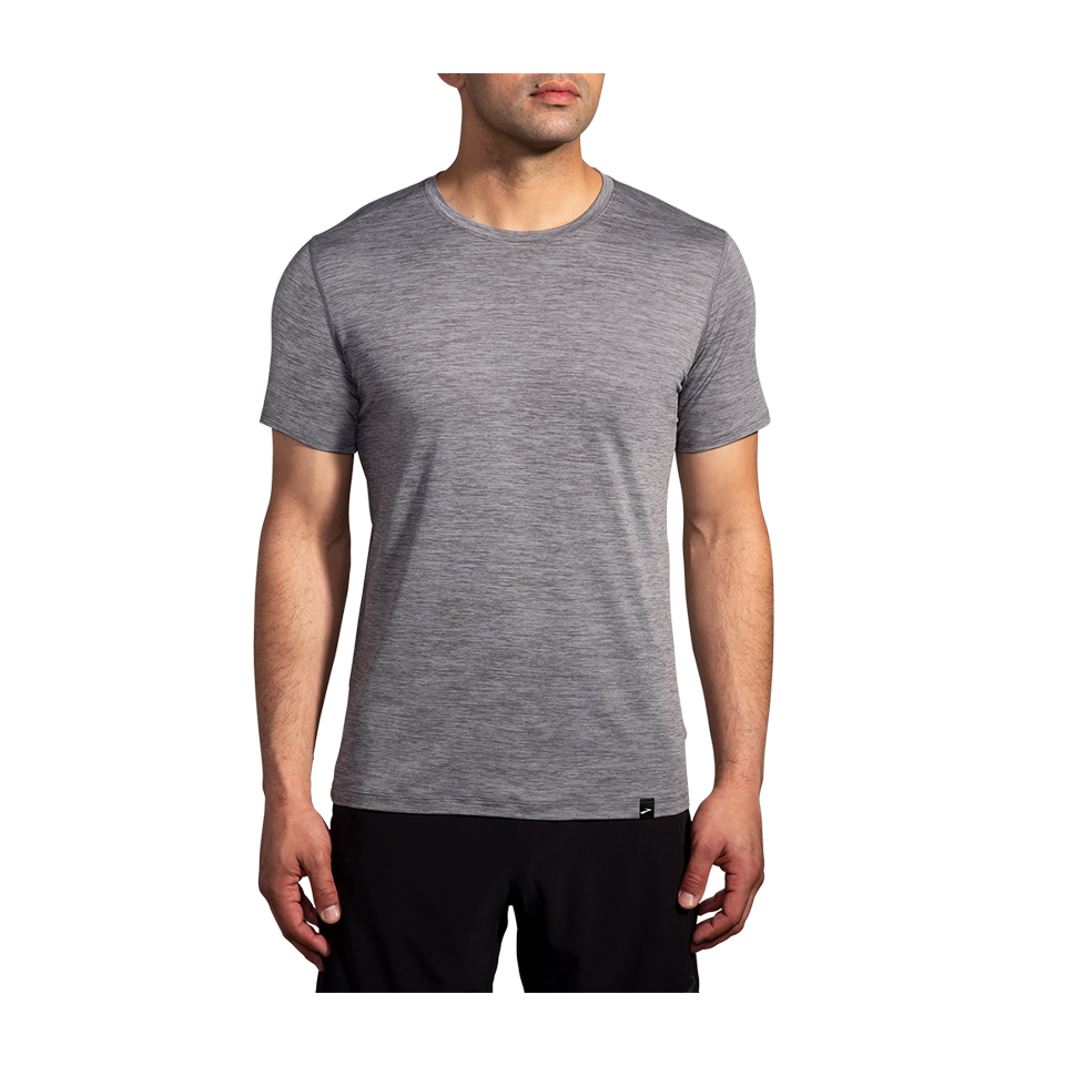 Brooks Men's Luxe Short Sleeve Heather Charcoal