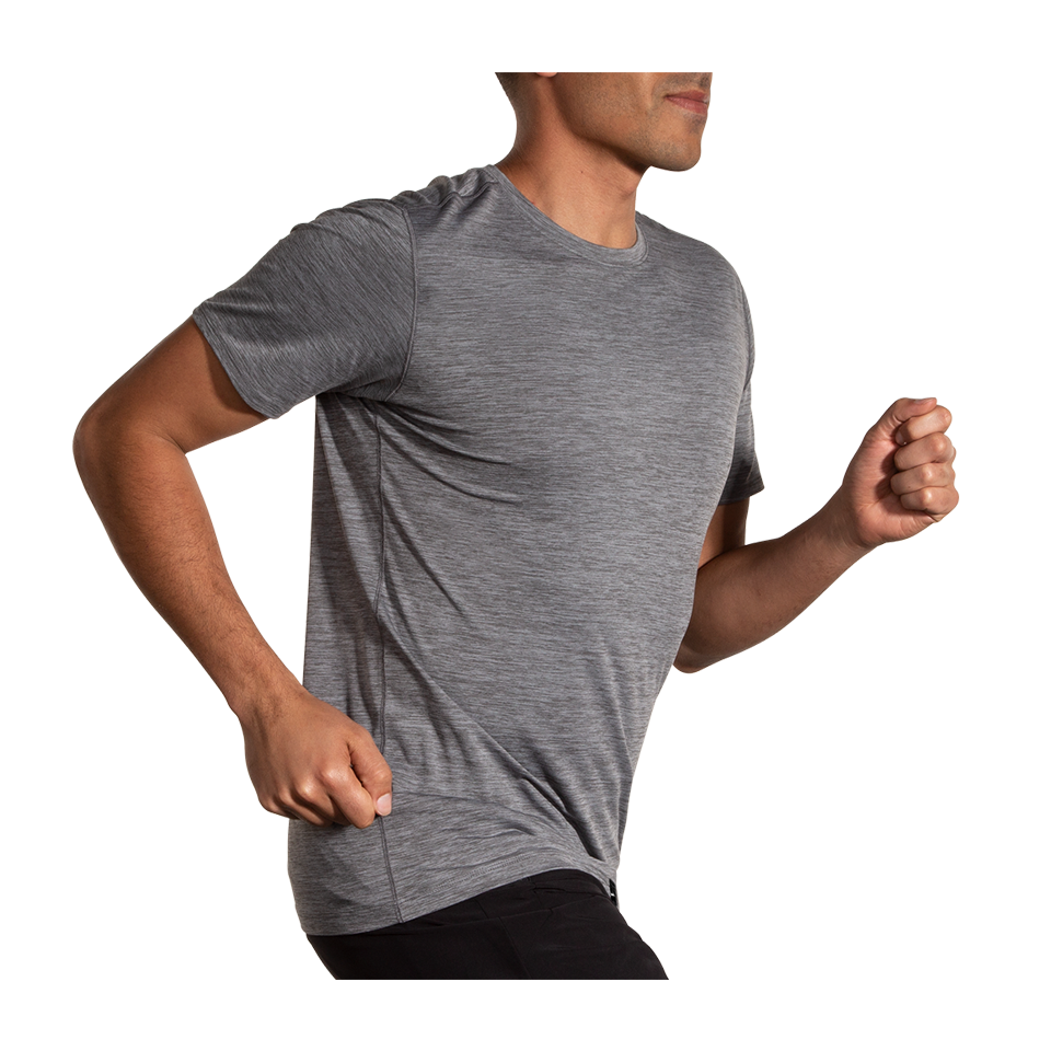 Brooks Men's Luxe Short Sleeve Heather Charcoal