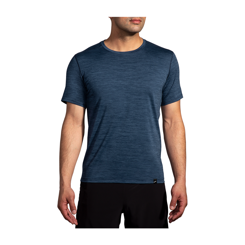 Brooks Men's Luxe Short Sleeve Heather Blue Slate