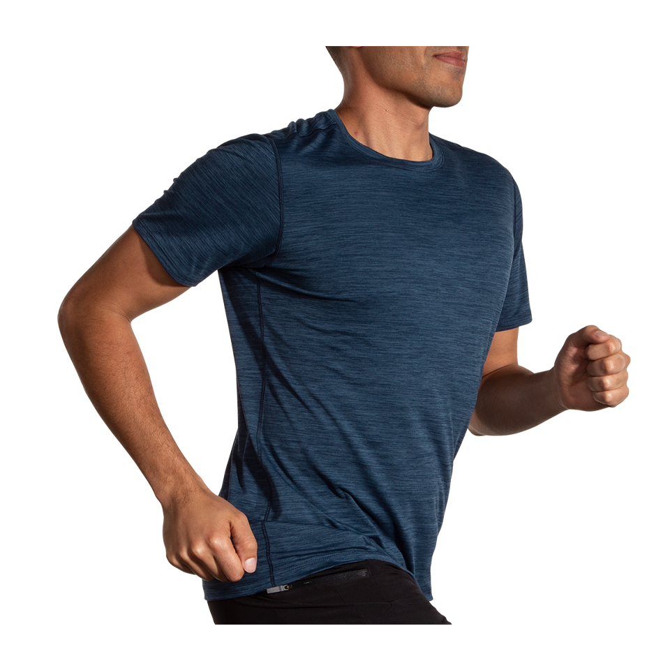 Brooks Men's Luxe Short Sleeve Heather Blue Slate