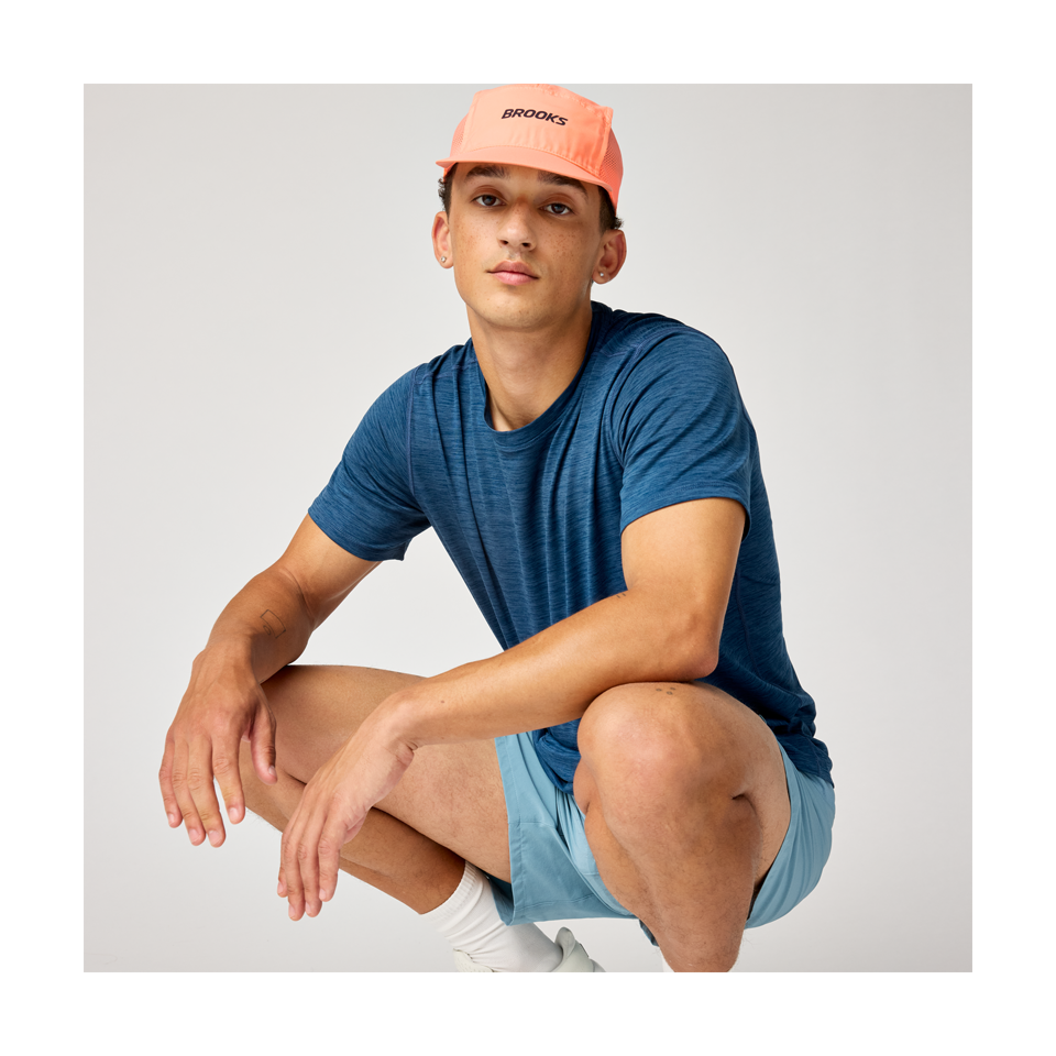 Brooks Men's Luxe Short Sleeve Heather Indigo