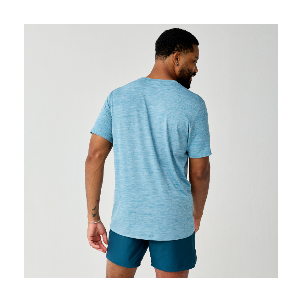 Brooks Men's Luxe Short Sleeve Heather Blue Haze