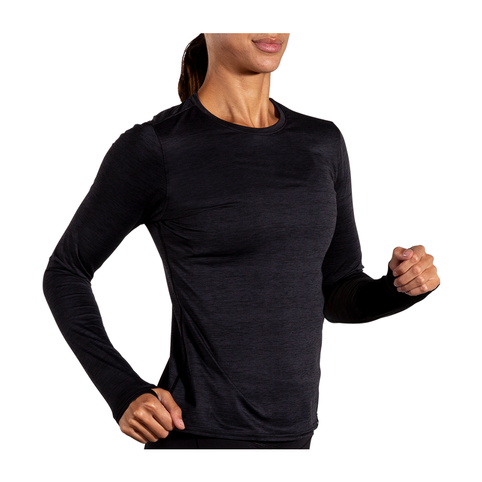 Brooks Women's Luxe Long Sleeve Heather Deep Black