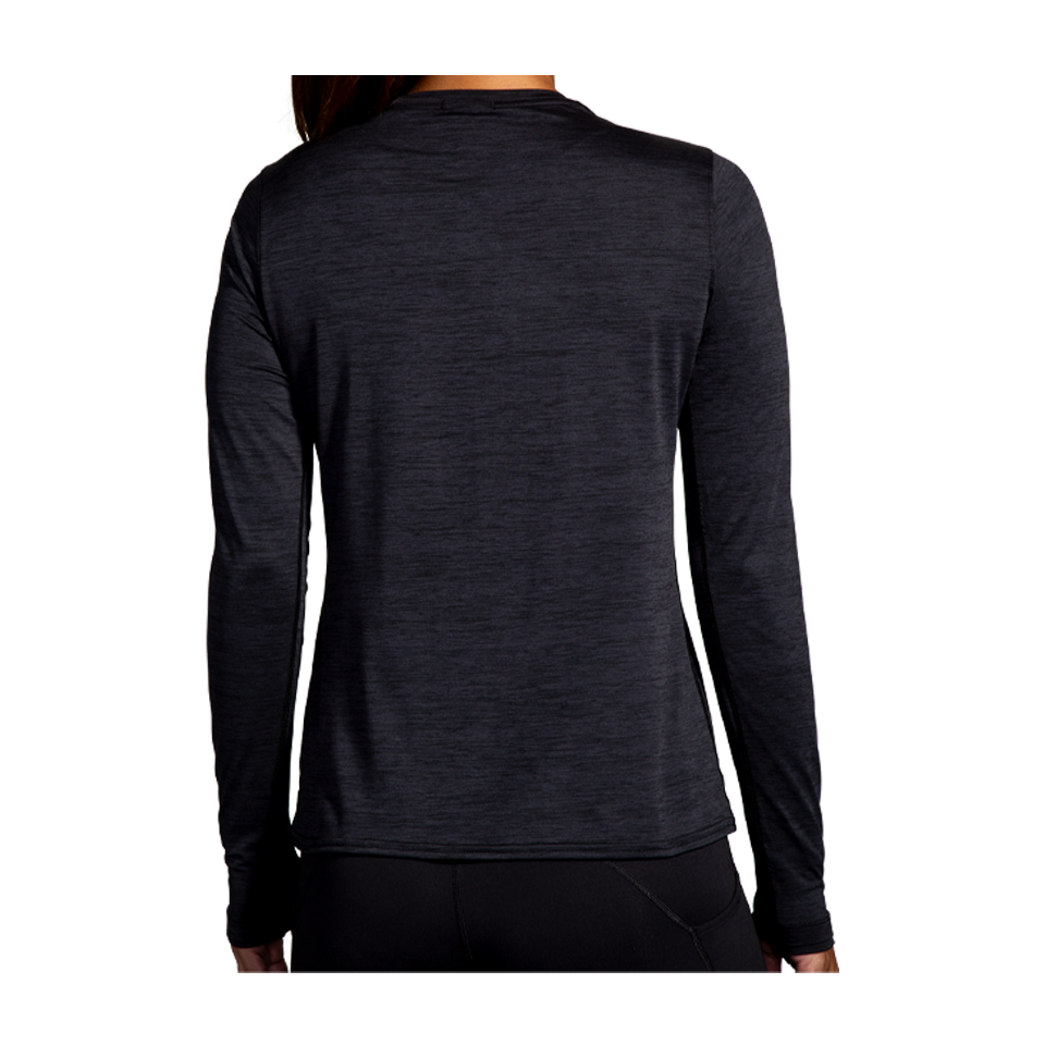 Brooks Women's Luxe Long Sleeve Heather Deep Black