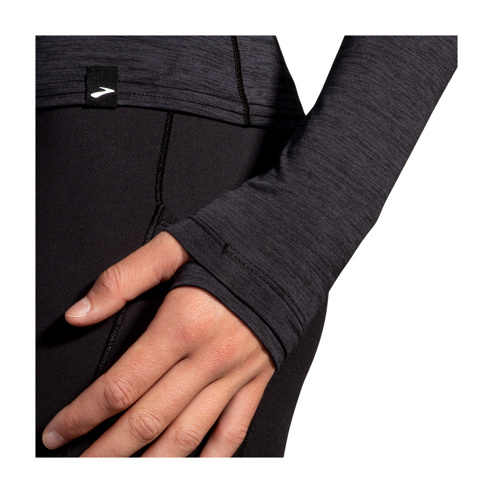 Brooks Women's Luxe Long Sleeve Heather Deep Black
