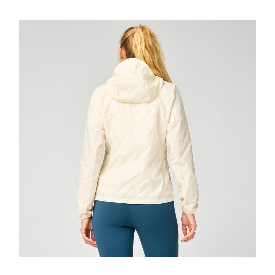 Brooks Women's Canopy Reflective Jacket Reflective Wordmark Bone