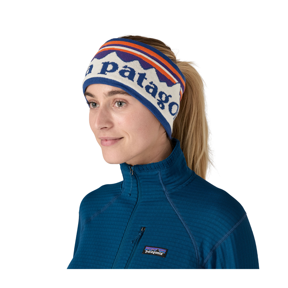 Patagonia Powder Town Headband Fitz Roy Sunrise Knit: Birch White