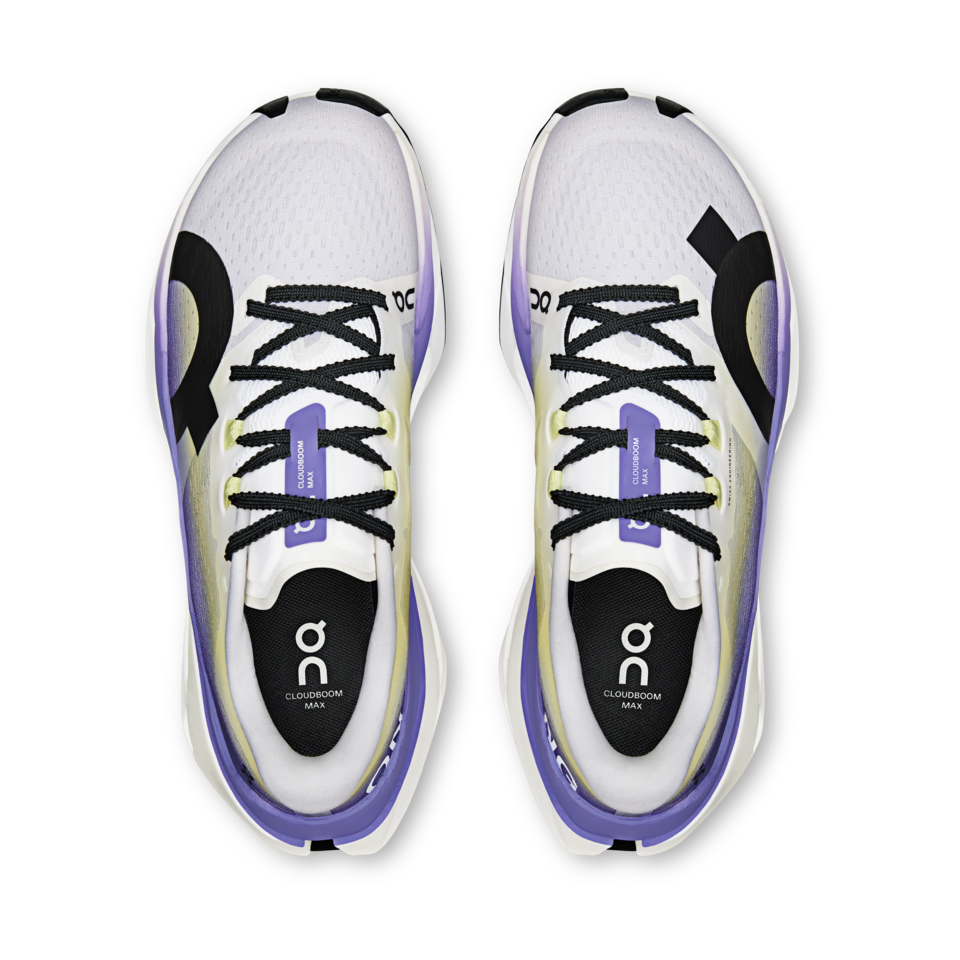 On Women's Cloudboom Max White/Juniper