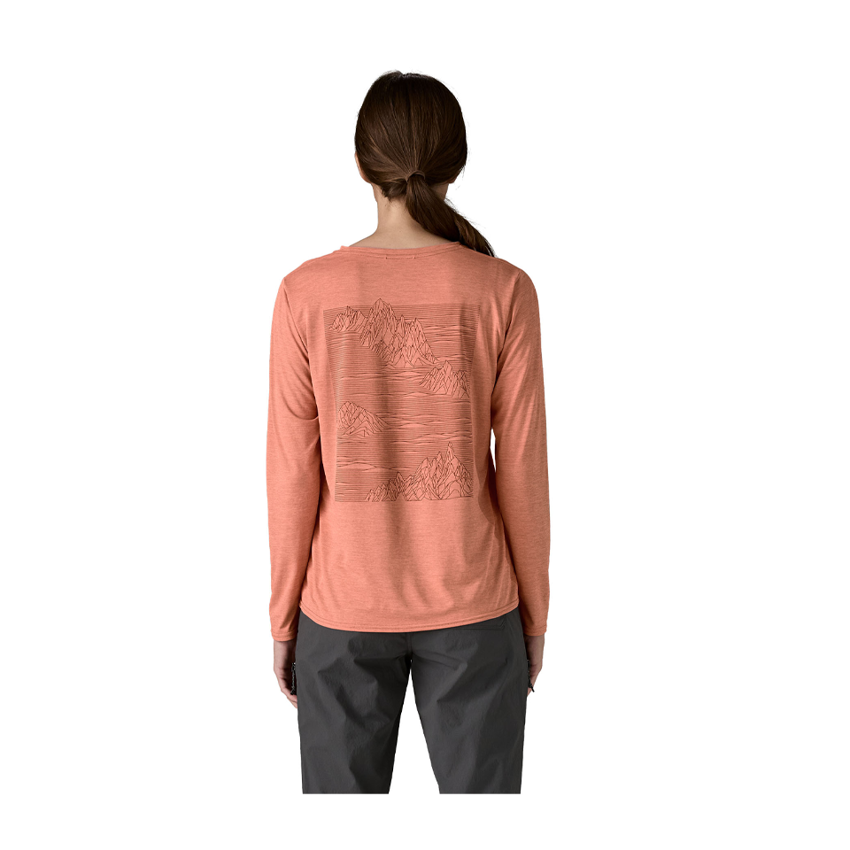 Patagonia Women's Long-Sleeved Capilene Cool Daily Graphic Shirt Strataspire: Moment Pink X-Dye