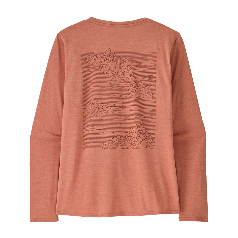 Patagonia Women's Long-Sleeved Capilene Cool Daily Graphic Shirt Strataspire: Moment Pink X-Dye