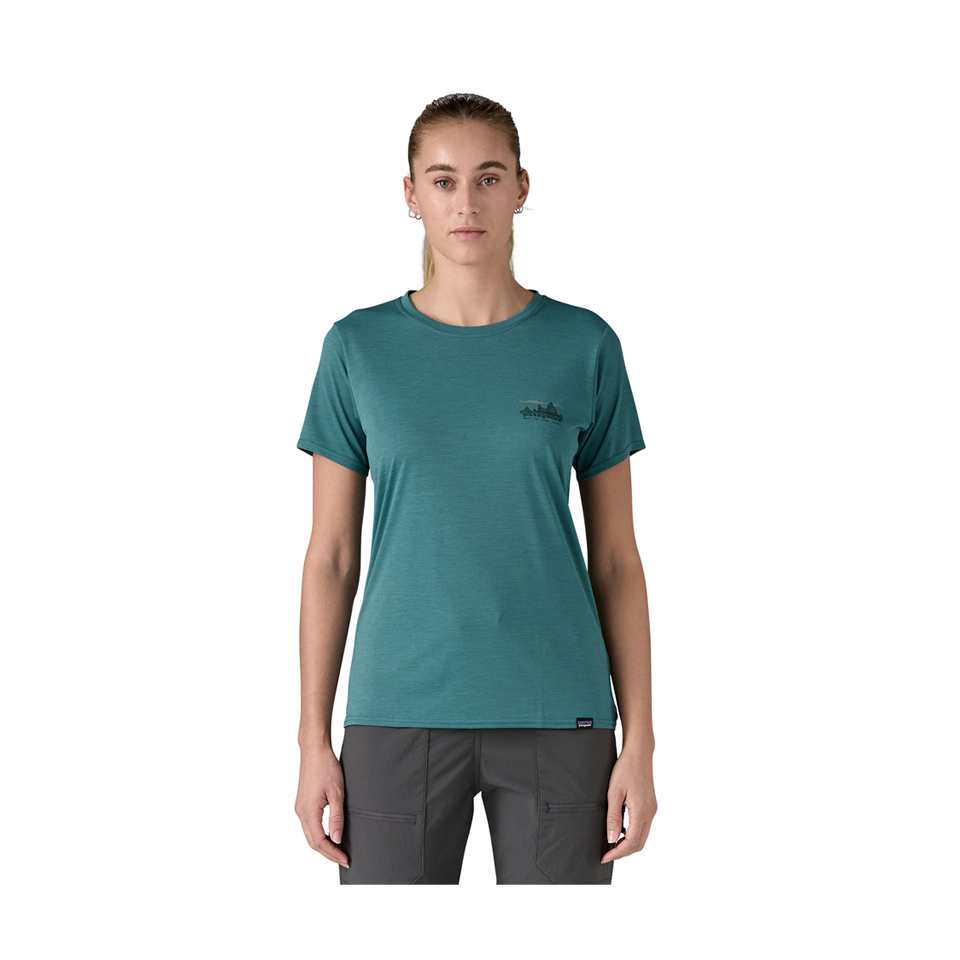 Patagonia Women's Capilene Cool Daily Graphic Shirt '73 Skyline: Wetland Blue X-Dye