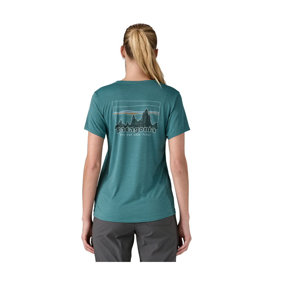 Patagonia Women's Capilene Cool Daily Graphic Shirt '73 Skyline: Wetland Blue X-Dye