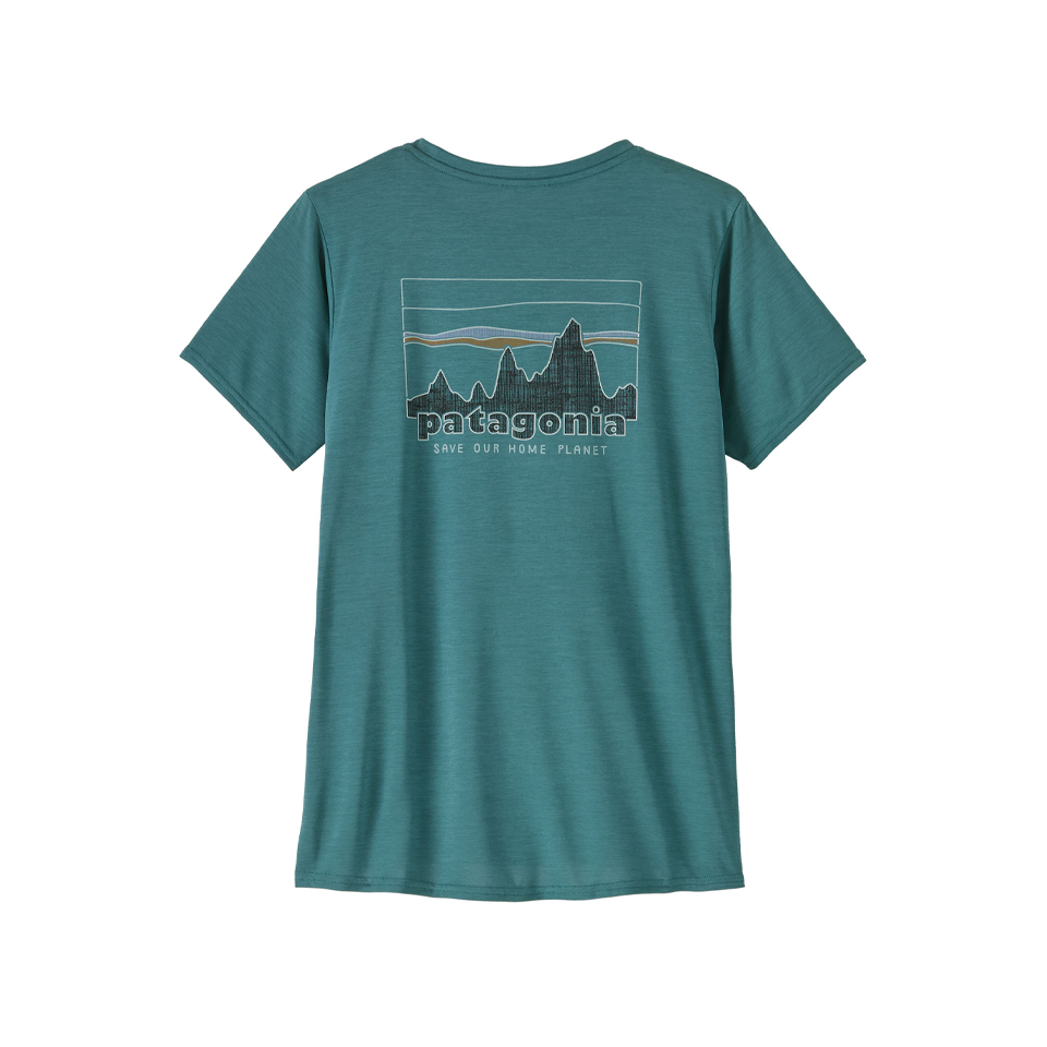 Patagonia Women's Capilene Cool Daily Graphic Shirt '73 Skyline: Wetland Blue X-Dye