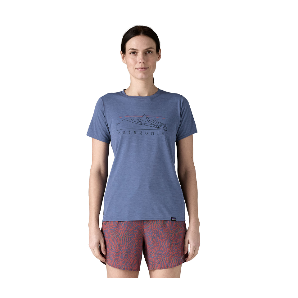 Patagonia Women's Capilene Cool Daily Graphic Shirt Stratapeaks: Current Blue X-Dye