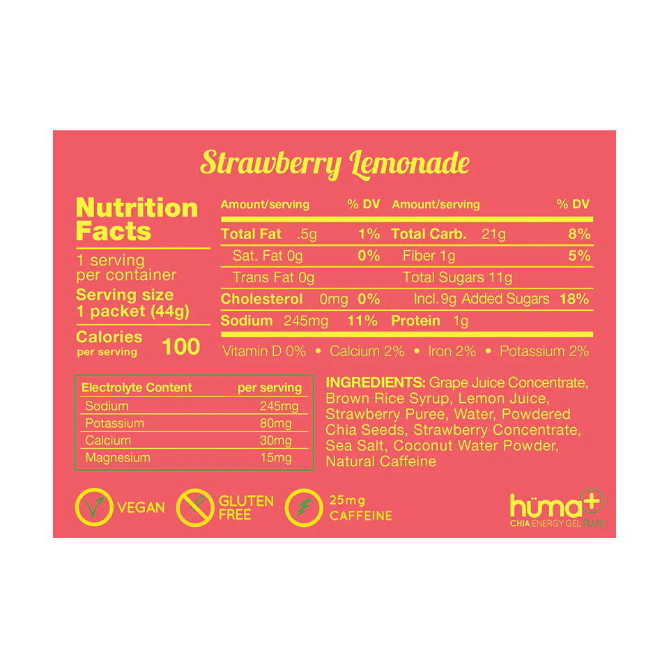 Huma Energy Gel Plus Strawberry Lemonade