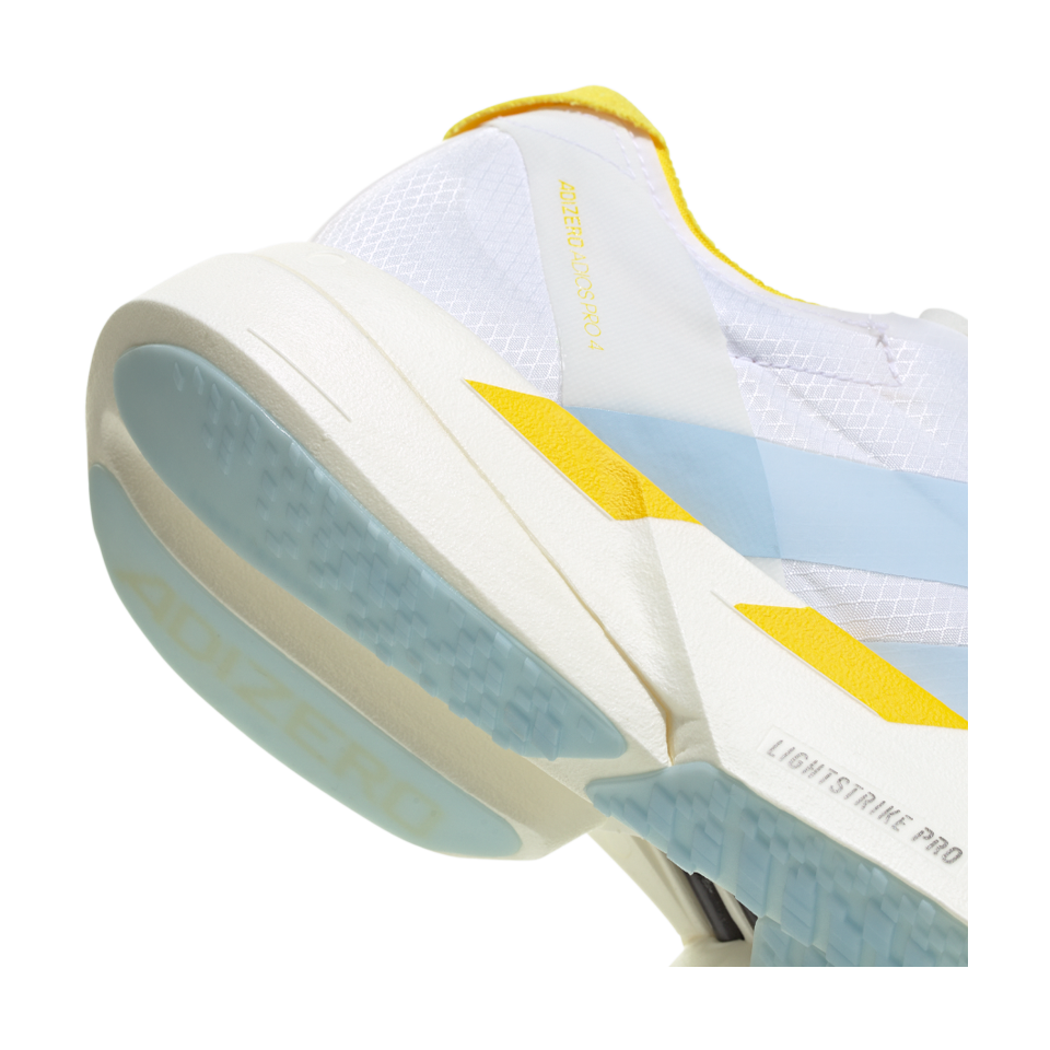 adidas Women's Adizero Adio Pro 4 Ftwr White/Glow Blue/Yellow